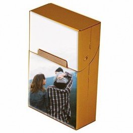Cache packet de cigarettes personnalis&eacute; en aluminium couleur or