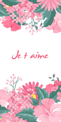 Coque Je t'aime fond fleurs