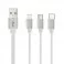 Câble de recharge 3 en 1 : Micro USB + Apple Lightning + USB-C