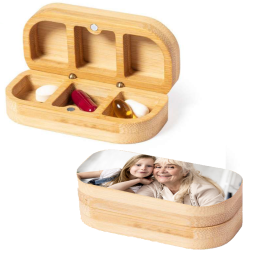 Pilulier en bois bambou personnalisable